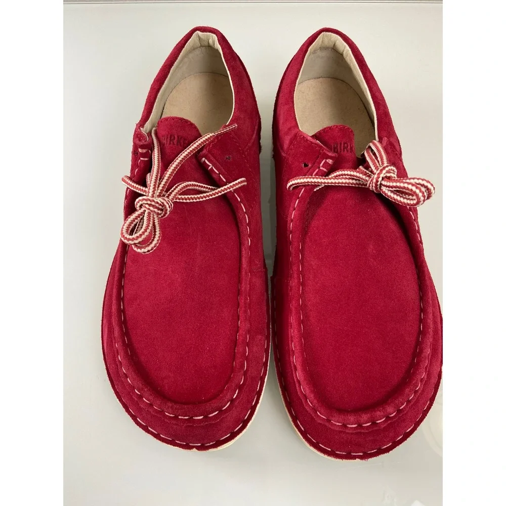 Birkenstock Men's US 12 EU 45 Pasadena Red Suede Veloursleder‎ Lace Up Shoes NEW